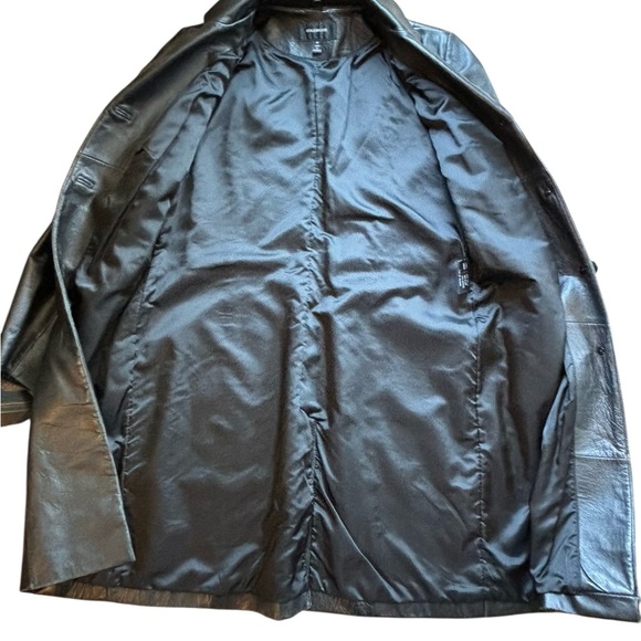 VTG Colebrook Longline Trench Coat Button Up
Leather Jacket Sz M Pockets Black - Picture 3 of 8